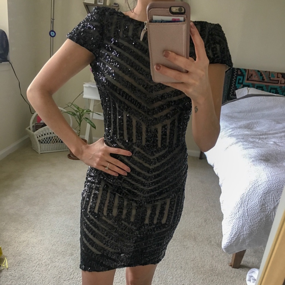 Sequins *NEW WITH TAGS* black mini dress